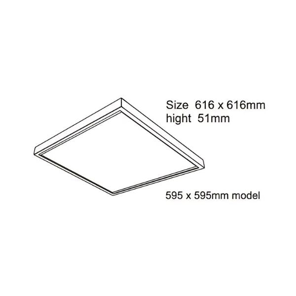 Opbouwframe 600 × 600 mm – Wit, schroefloos, voor LED panelen