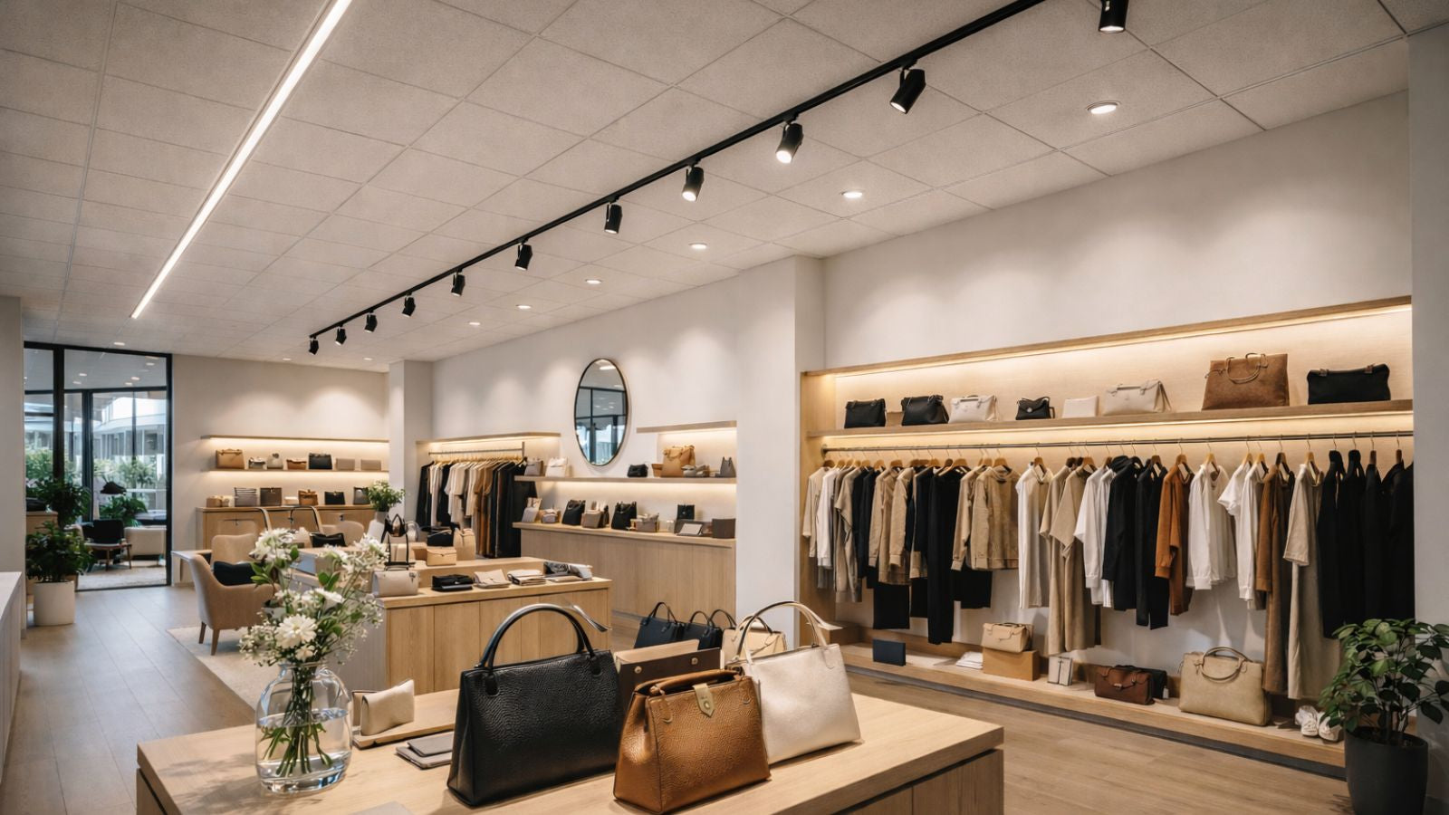 Railspot verlichting in systeemplafond in een Nederlandse winkel voor een luxe uitstraling