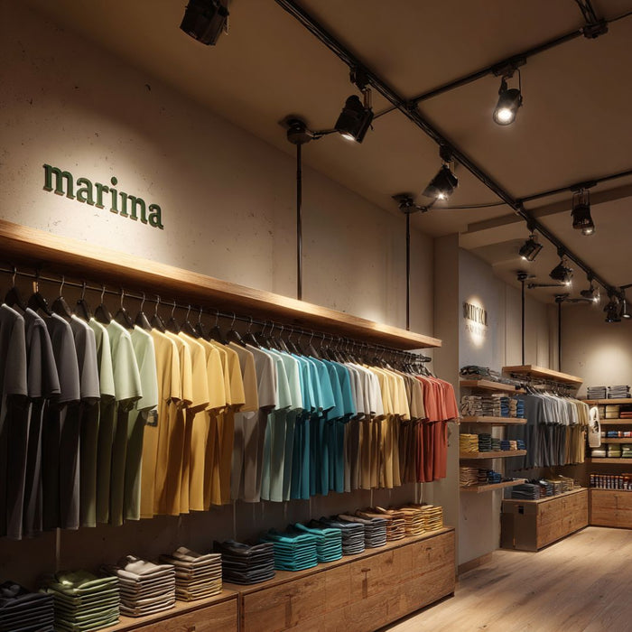 LED railspots plafondverlichting in moderne winkelruimte