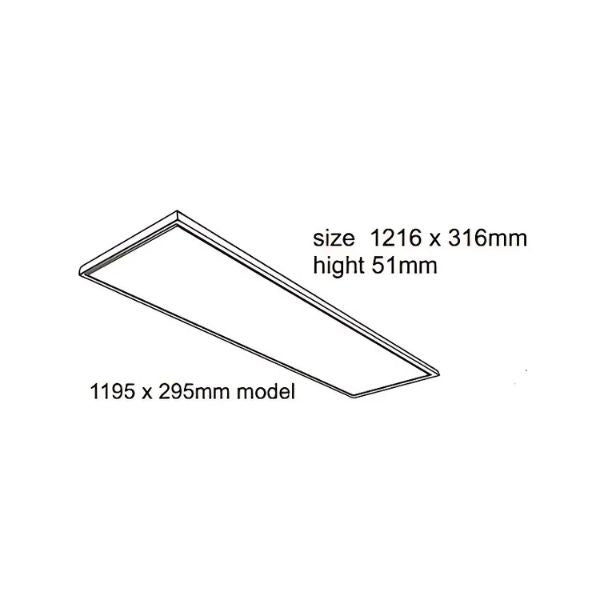 Opbouwframe 1200 × 300 mm – Wit, schroefloos, voor LED panelen